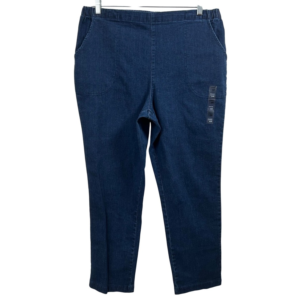 Croft & Barrow Womens XXL Short Dark Indigo Pull On Straight Leg Stretch Jeans
